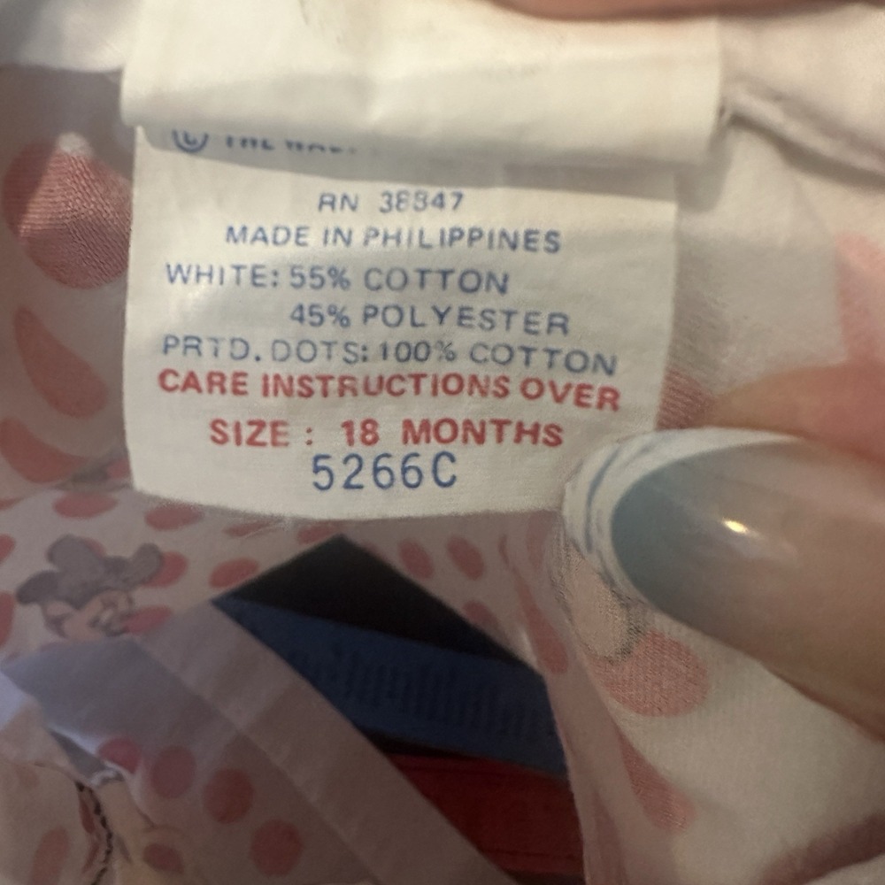 Vintage Baby Girls Toddler 18 mo Disney Wear Minnie Mouse top Peter pan collar - Picture 8 of 8